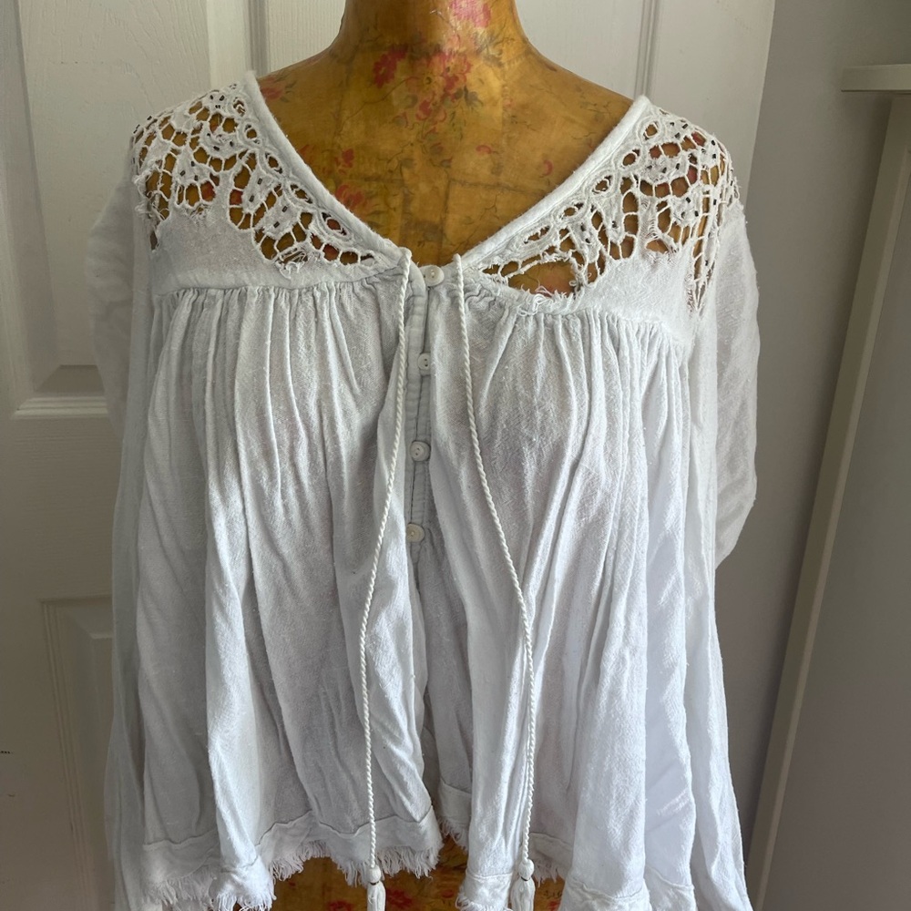 Free people long sleeve top with mesh